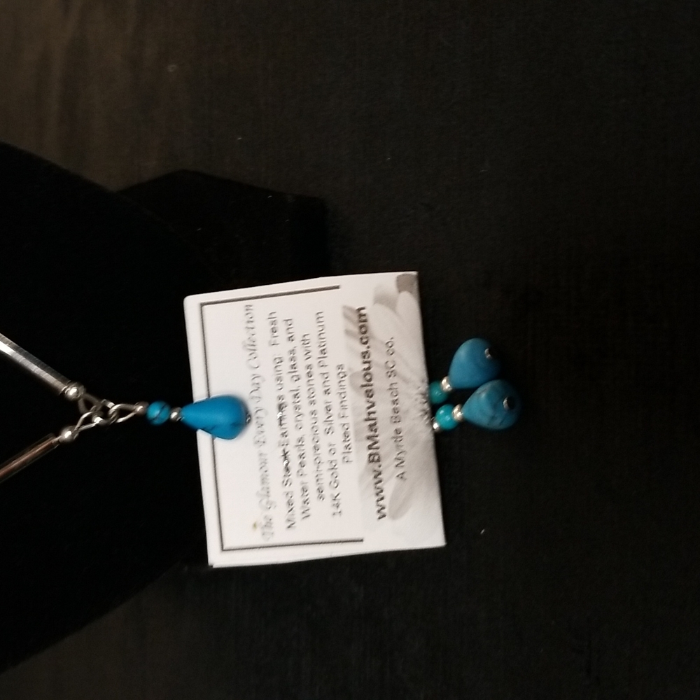 💲⬇️Semi-Precious Stone | Turquoise Style Necklace & Earring Set - Picture 3 of 4